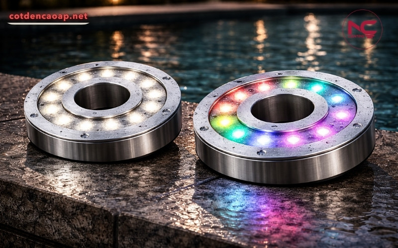 Đèn âm nước đơn sắc và RGB