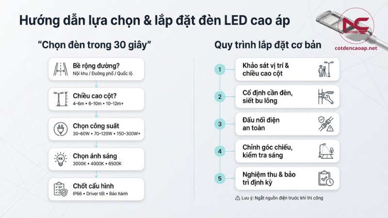 hướng dẫn chọn và lắp đặt đèn LED cao áp