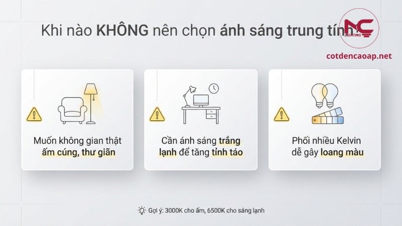 khi nào không nên chọn ánh sáng trung tính