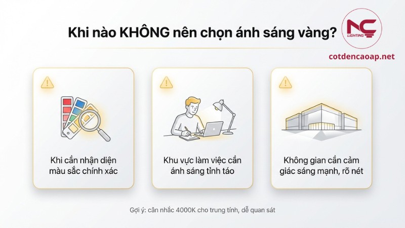 Khi nào không nên chọn ánh sáng vàng