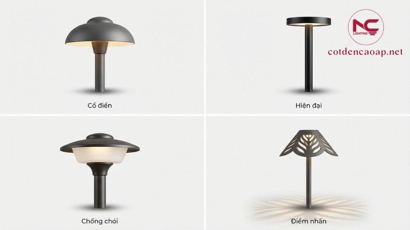 Các kiểu đèn nấm sân vườn