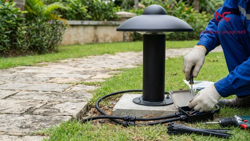 Lắp đặt đèn nấm sân vườn