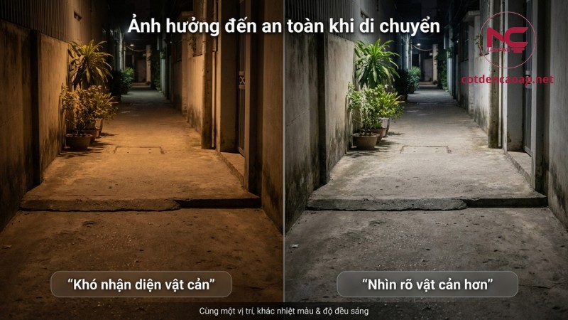 màu ánh sáng LED giúp nhận diện vật cản và an toàn khi di chuyển