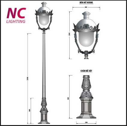 Thông số kỹ thuật cột đèn sân vườn
