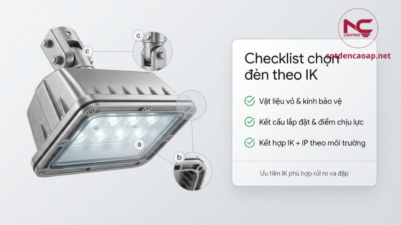 Checklist chọn đèn theo IK