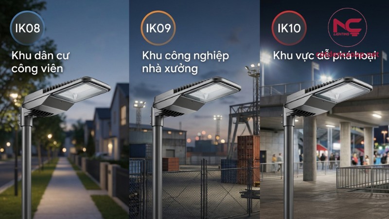 Gợi ý chọn IK cho đèn ngoài trời theo khu vực