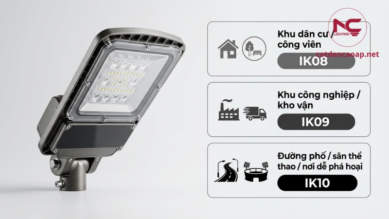 So sánh IK08 IK09 IK10 cho đèn ngoài trời