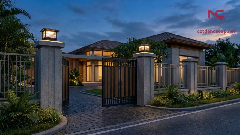 Báo giá đèn trụ cổng năng lượng mặt trời