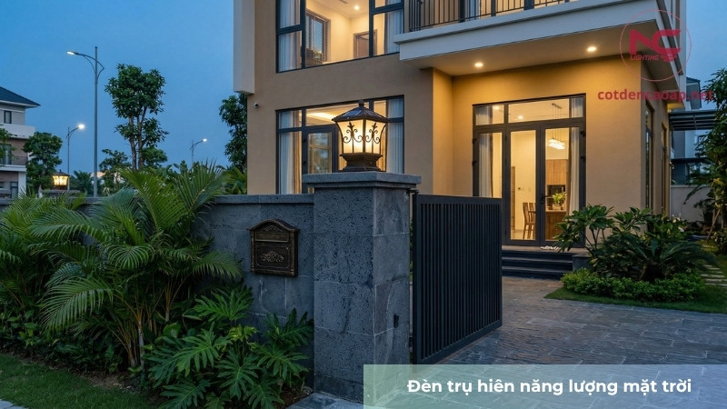 Mẫu đèn trụ hiên năng lượng mặt trời