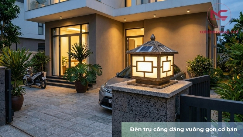 Đèn trụ vuông năng lượng mặt trời mẫu cơ bản