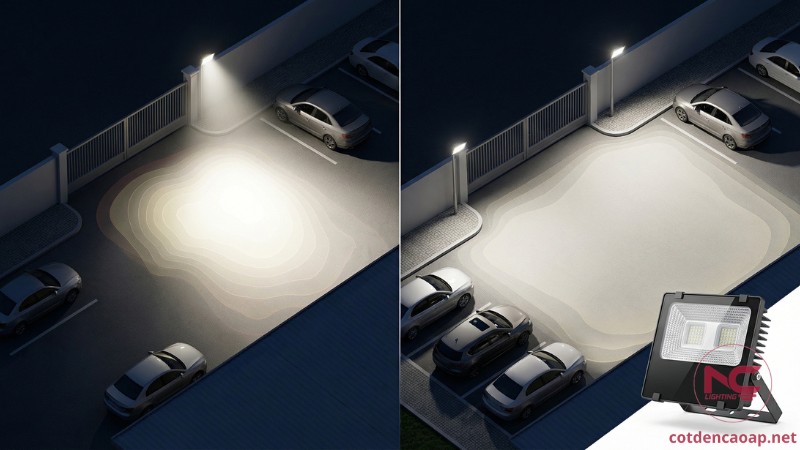 So sánh chọn sai và chọn đúng đèn chiếu sáng cho công trình để tránh chói lóa và tối góc