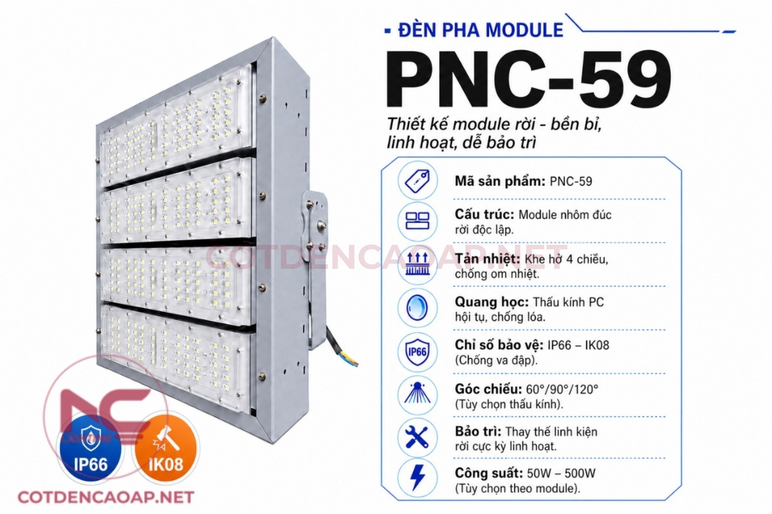 Info đèn pha led pnc 59