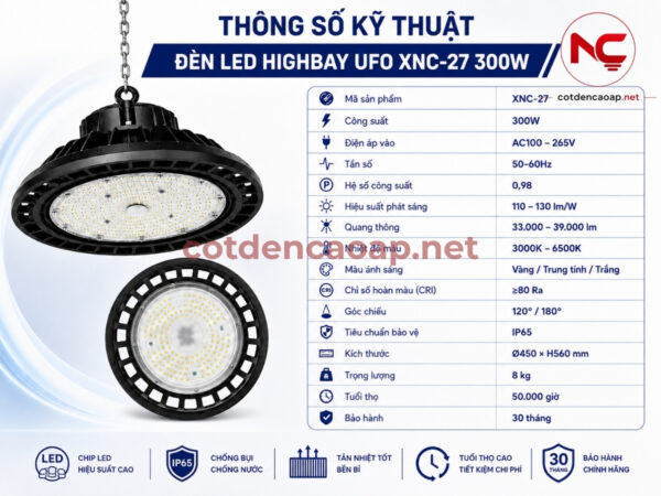 Thông số kỹ thuật đèn nhà xưởng xnc 27