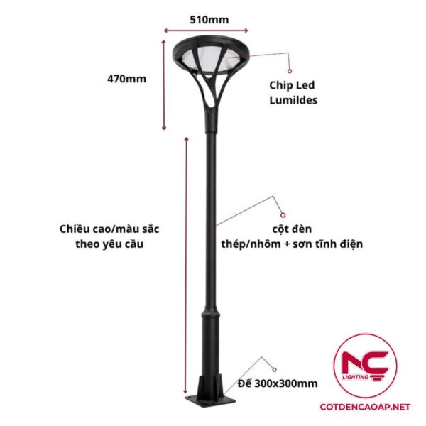 Cột đèn sân vườn DN30