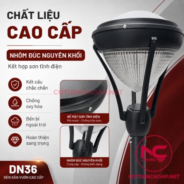 Chất liệu cột đèn sân vườn DN36