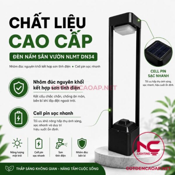 Chất liệu đèn nấm sân vườn DN34
