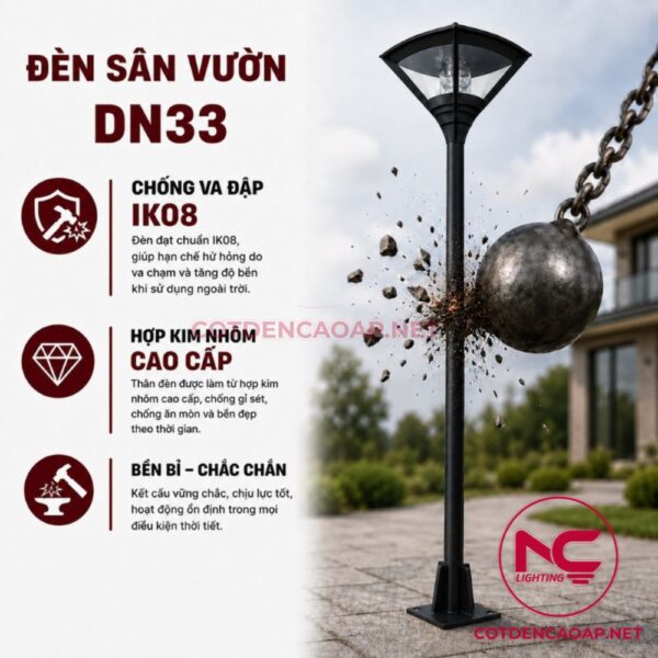 Chống va đập cột đèn sân vườn DN33