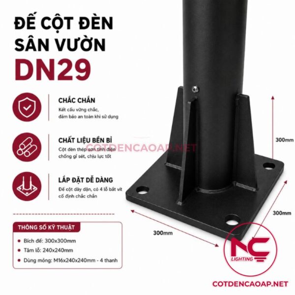 Đế cột đèn sân vườn DN29