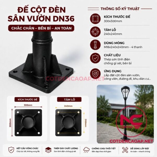 Cột đèn sân vườn DN36