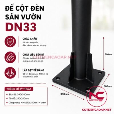 Đế cột đèn sân vườn DN33