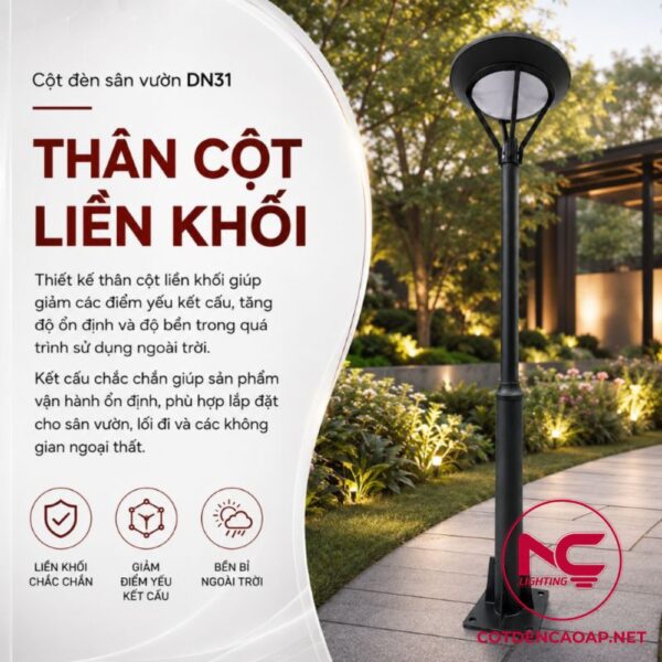 Kết cấu cột đèn sân vườn DN31