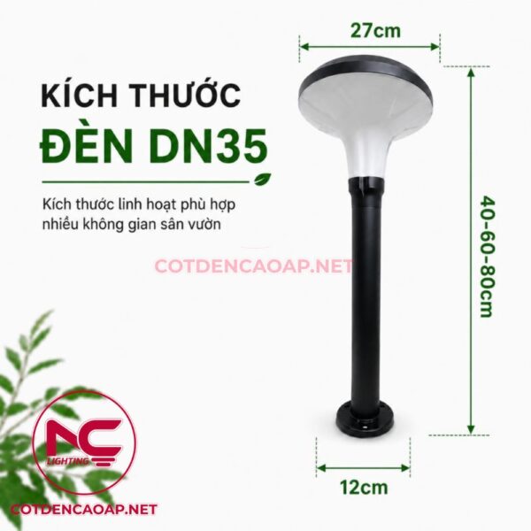 Đèn nấm sân vườn NLMT DN35 chao đĩa tròn