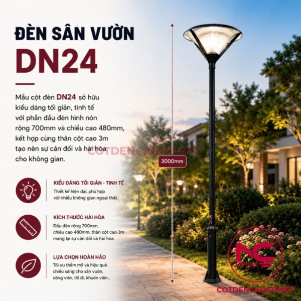Thiết kế cột đèn sân vườn DN24