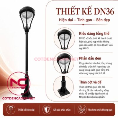 Thiết kế cột đèn sân vườn DN36
