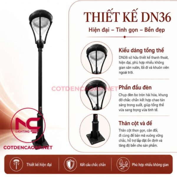 Thiết kế cột đèn sân vườn DN36