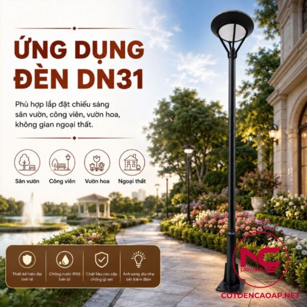 Ứng dụng cột đèn sân vườn DN31