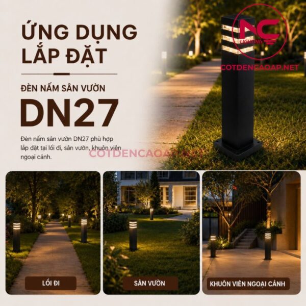 Ứng dụng đèn nấm sân vườn DN27