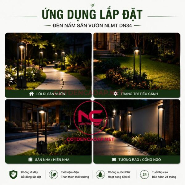 Ứng dụng đèn nấm sân vườn DN34
