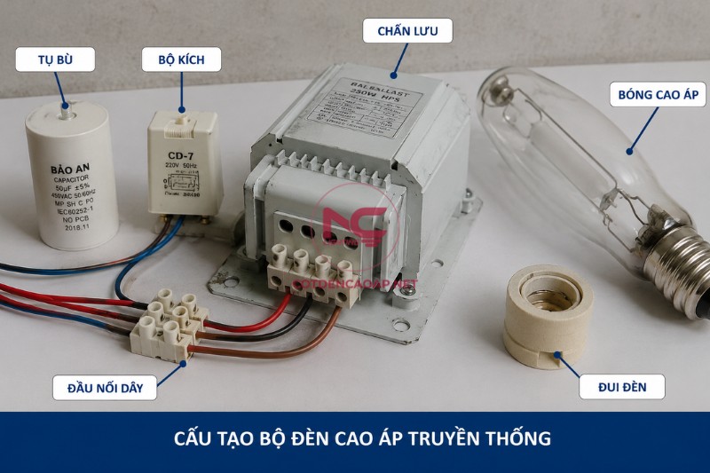Hình ảnh chấn lưu trong bộ đèn cao áp truyền thống