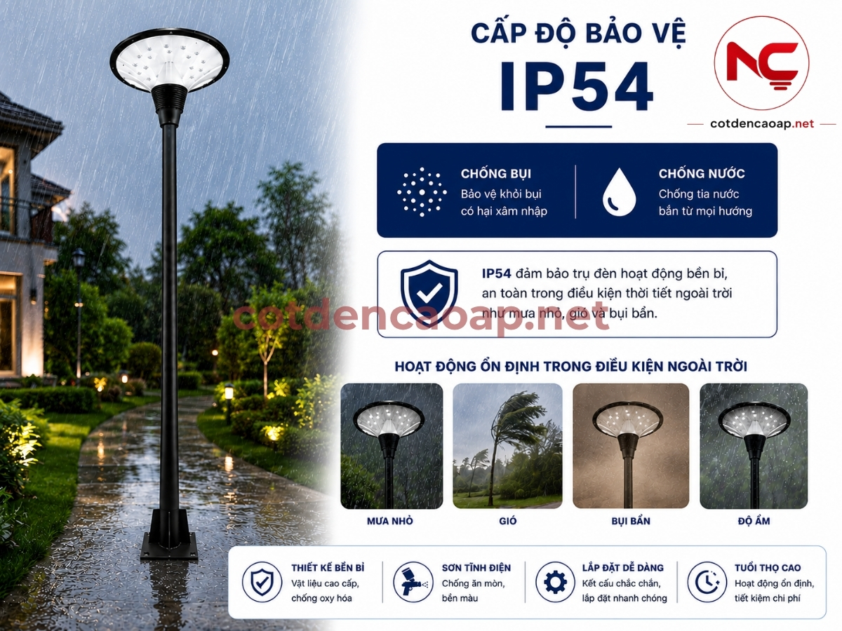 Cấp bảo vệ cột đèn sân vườn DN37