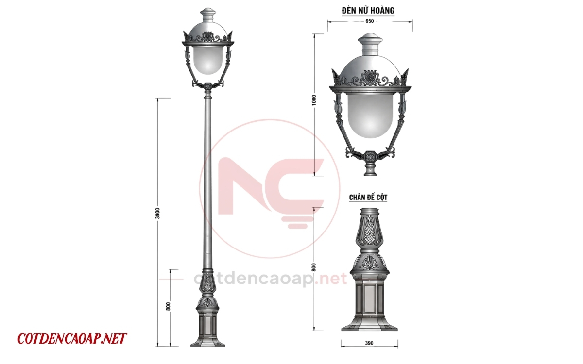 Mẫu cột đèn sân vườn nữ hoàng