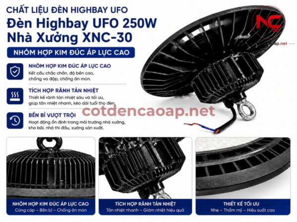 Chất liệu của đèn led nhà xưởng xnc-30