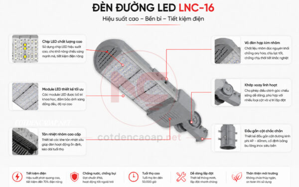 Đặc điểm của đèn đường LED LNC-16