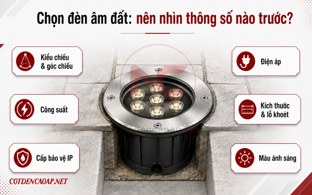 Thông số chọn đèn âm đất