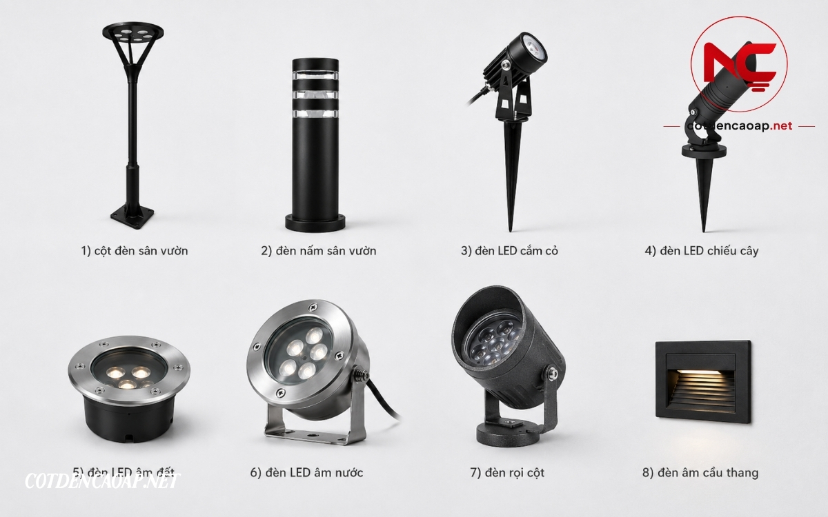 Các loại đèn sân vườn phổ biến