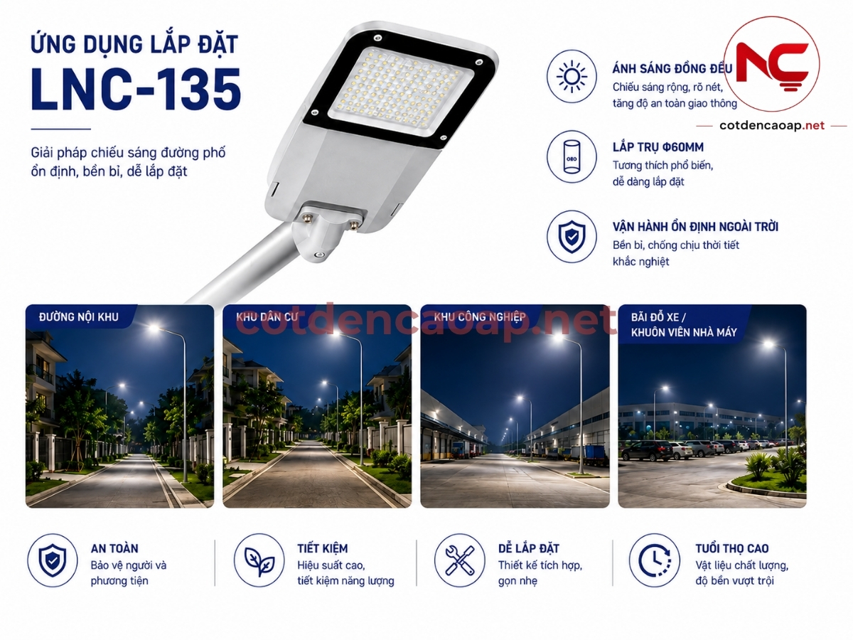 Ứng dụng của đèn đường led lnc-135